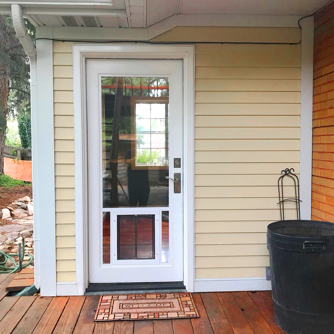 french door with dog door