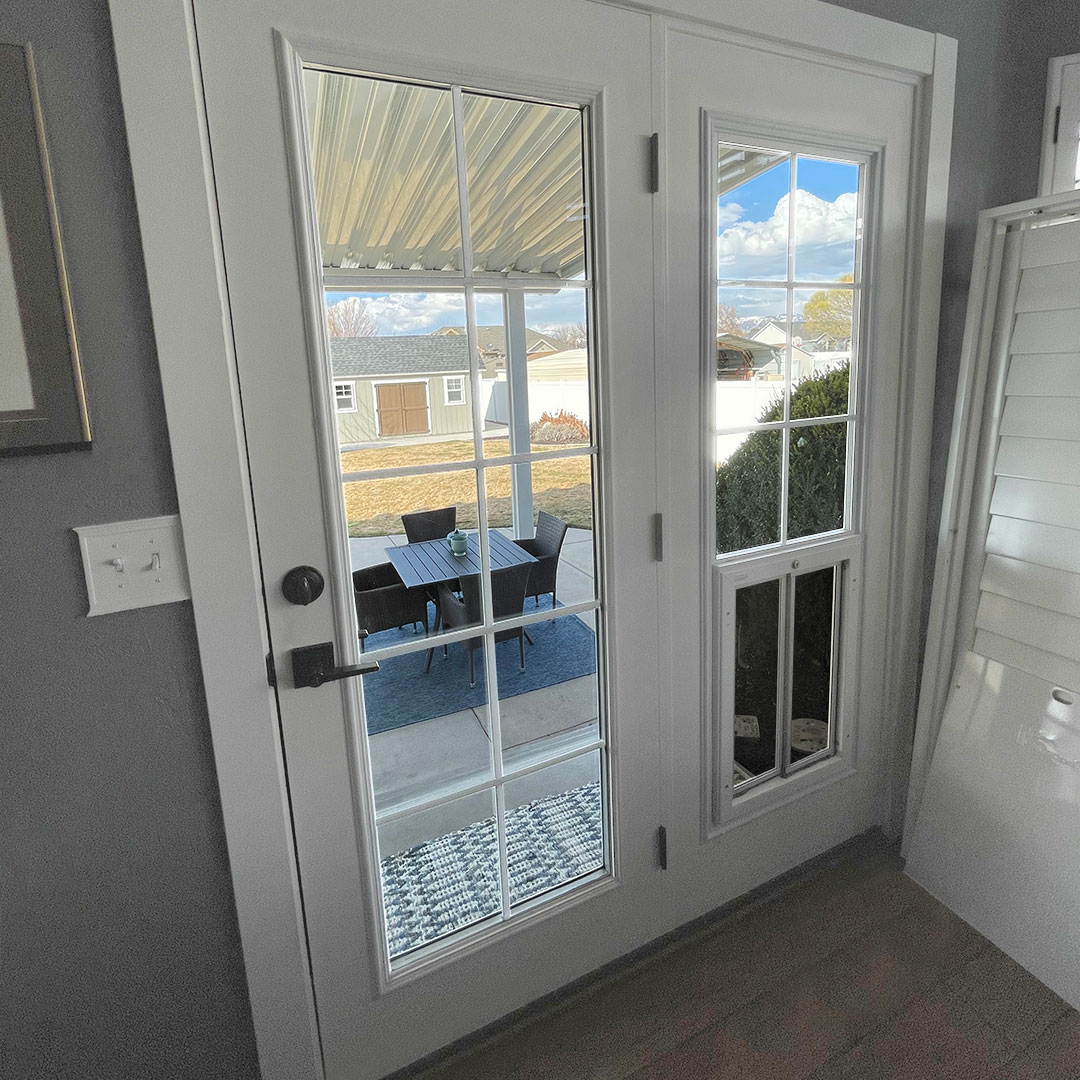 French Door With Grids and PlexiDor Pet Door