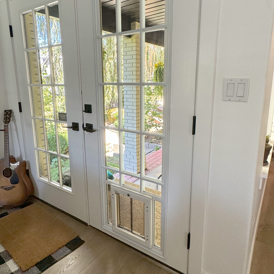 French Door With Grids and PlexiDor Pet Door