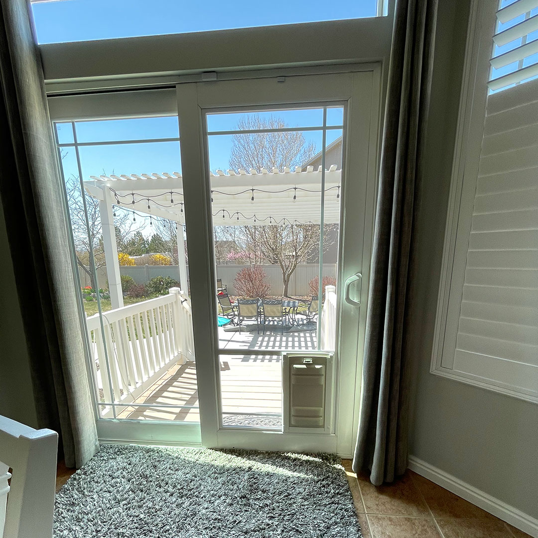 Sliding Glass Door With Grids and Endura Flap Pet Door