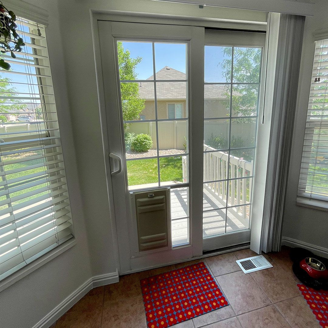 Sliding Glass Door With Grids and Endura Flap Pet Door